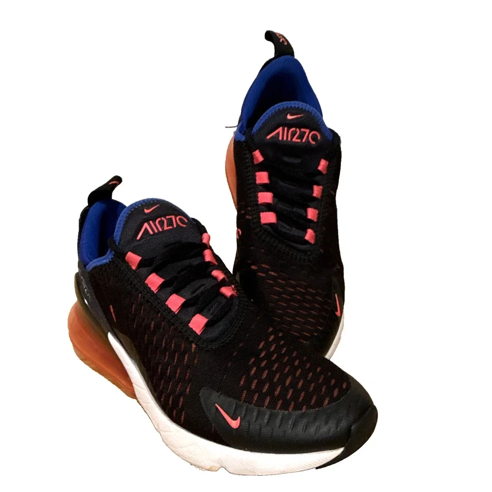 Nike Air Max 270 Women’s 8.5 Black Bright Crimson Hyper Pink Racer Blue Sneakers